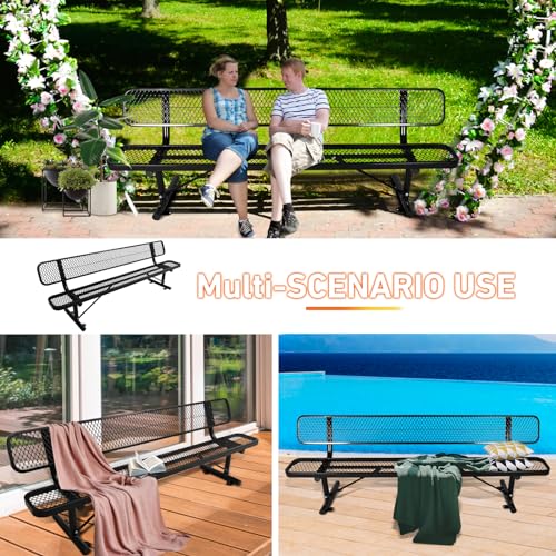 Heavy Duty Outdoor Metal Park Bench with Backrest for Garden Patio Yard K713