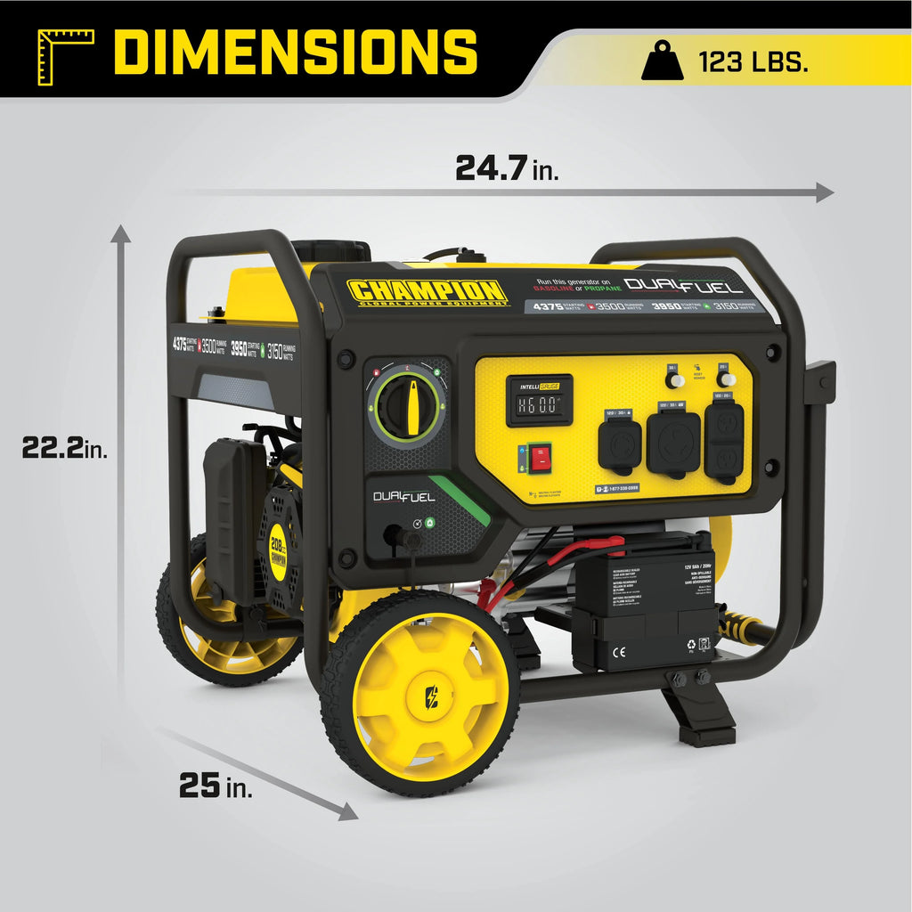 Champion Power Equipment 3500-Watt Dual Fuel Portable Generator with Electric Start B8317