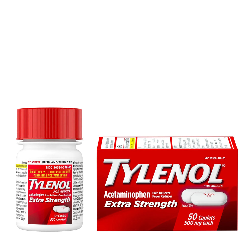 Tylenol Extra Strength Caplets, 500 mg Acetaminophen, 100 Ct T12507