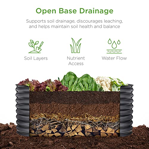 Best Choice Products 8x2x2ft Metal Raised Garden Bed Oval Planter Box for Vegetables, Herbs B5622