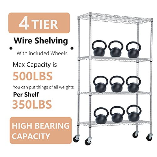 4 Tier NSF Wire Shelving Unit Heavy Duty Steel Storage Rack, Black X19089