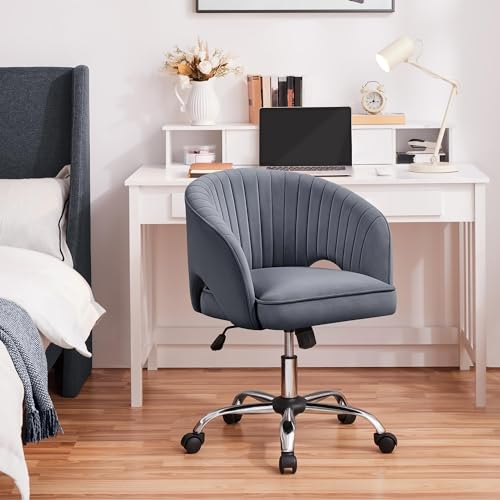 Yaheetech Velvet Vanity Chair with Wheels for Bedroom Cream U9976