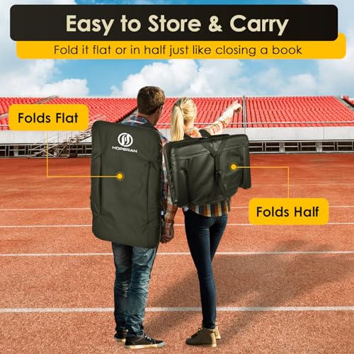 HOPERAN Stadium Seat with Back Support, Half-fold Portable Bleacher Chair, 600D Waterproof Q105351