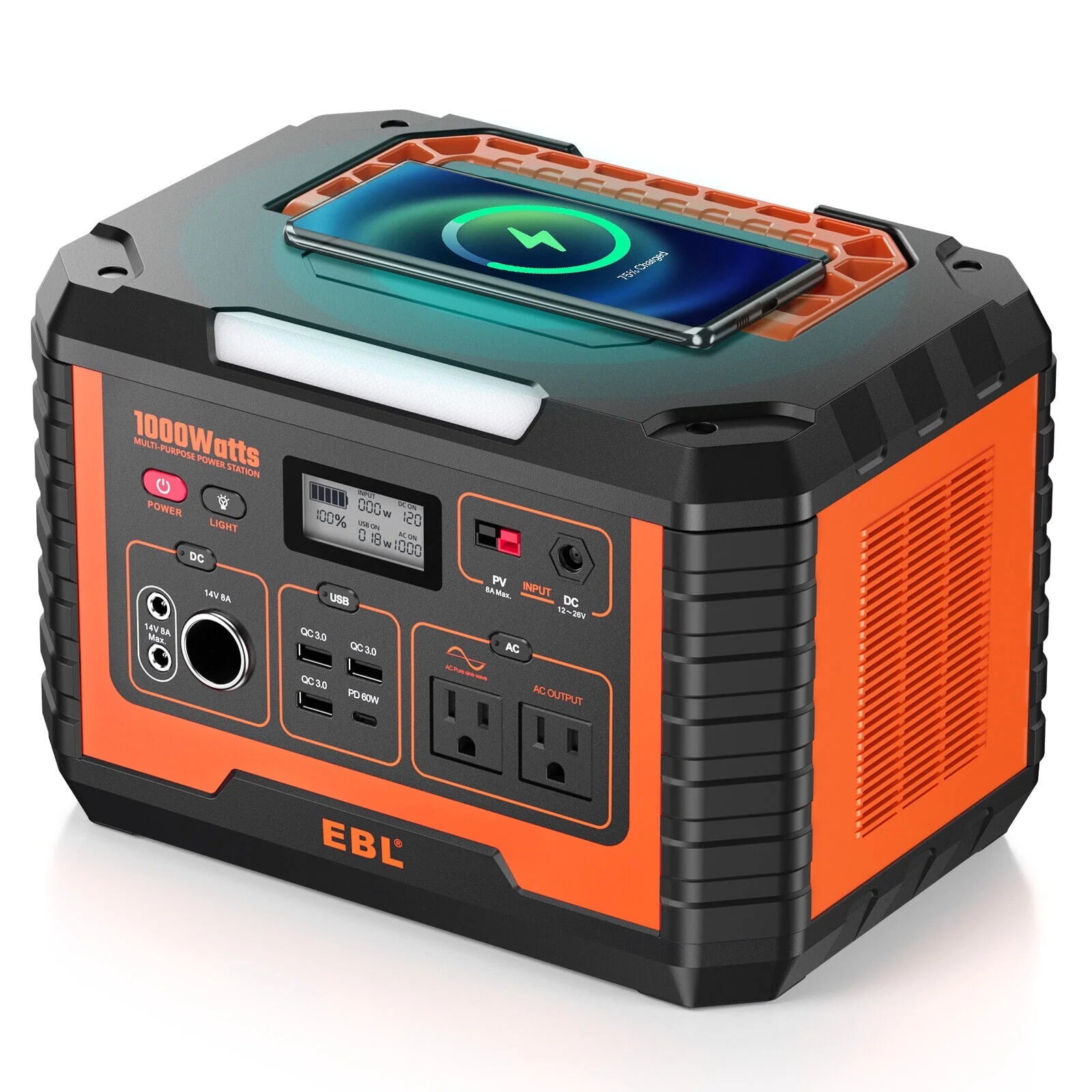 EBL 2-Pack Portable Power Station 1000W Solar Generator 270000mAh Y877