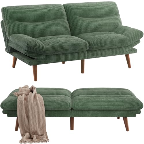 Pipishell Convertible Futon Sofa Bed, 66" Corduroy, Grey L81220