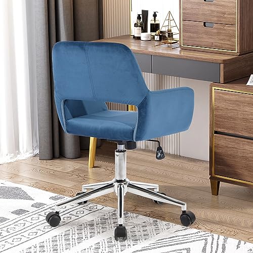 FurnitureR Fabric Upholstered Office Chair with Wheels, Adjustable Mid Back, Beige O766754