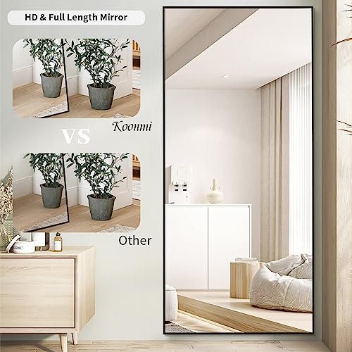 Koonmi Large Full Length Mirror with Stand, Aluminum Alloy Frame, Black G7504