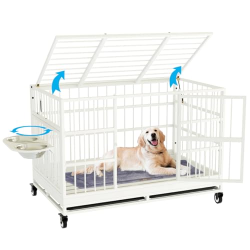 54 Inch Heavy Duty Dog Crate with Wheels for Large Dogs D47062