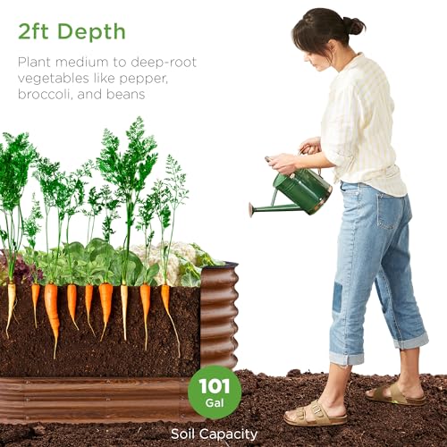 Best Choice Products 8x2x2ft Metal Raised Garden Bed Oval Planter Box for Vegetables, Herbs B5622