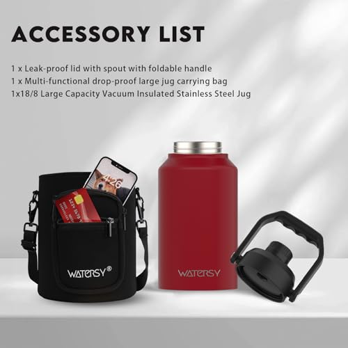 128oz Insulated Stainless Steel Water Bottle with Handle, Black W803