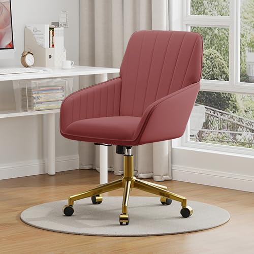 Velvet Home Office Chair with Gold Base, Swivel Desk Chair with Wheels (Cream) Z435471