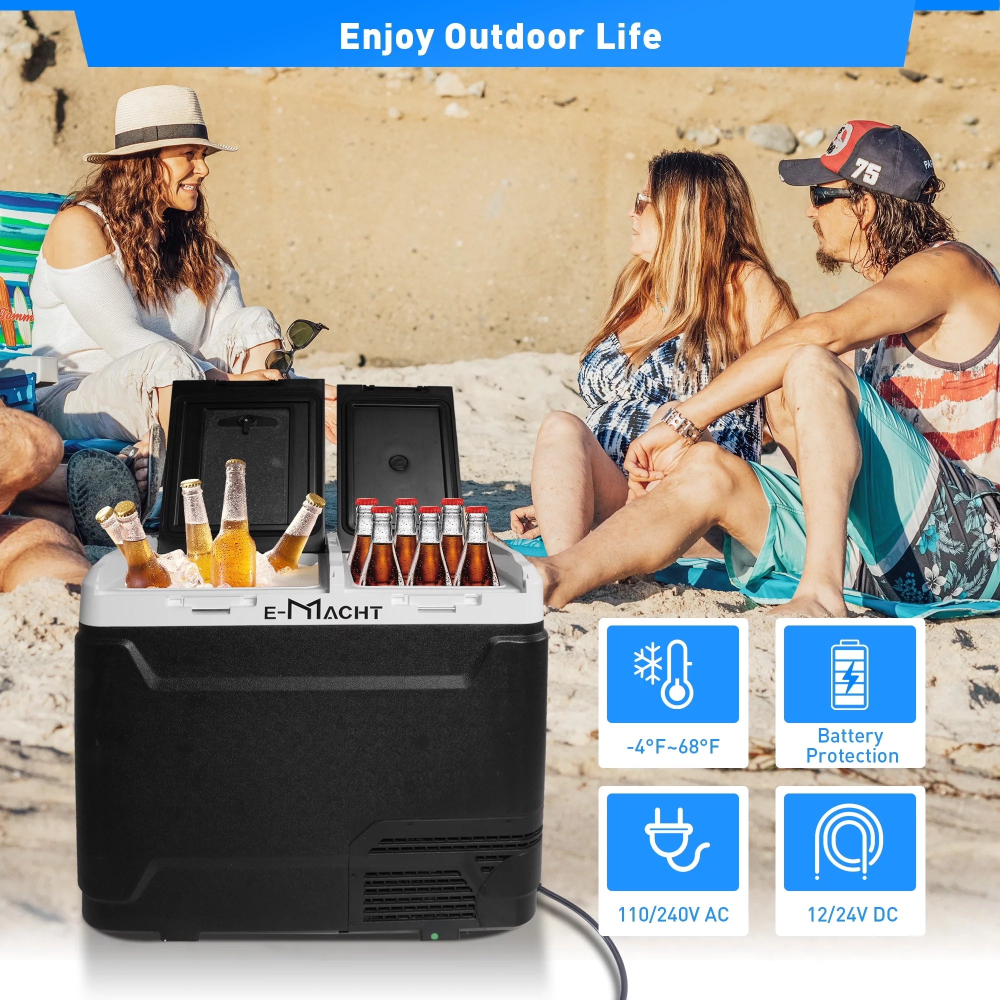 12V Portable Dual Zone Car Refrigerator 31.7QT with WiFi App Control N5786