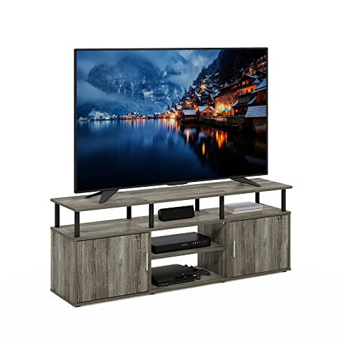 Furinno JAYA Large Entertainment Stand for TV Up to 55 Inch, French Oak Grey/Black V100781