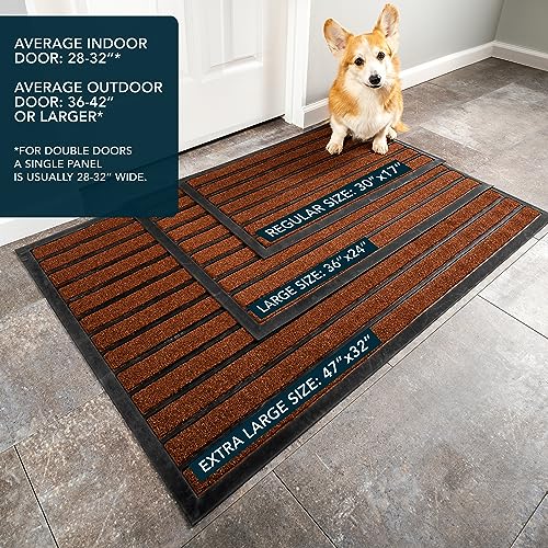ubdyo Extra Durable Door Mat Non-Slip Outdoor Entrance 30" x 17" Bright Brown W5648