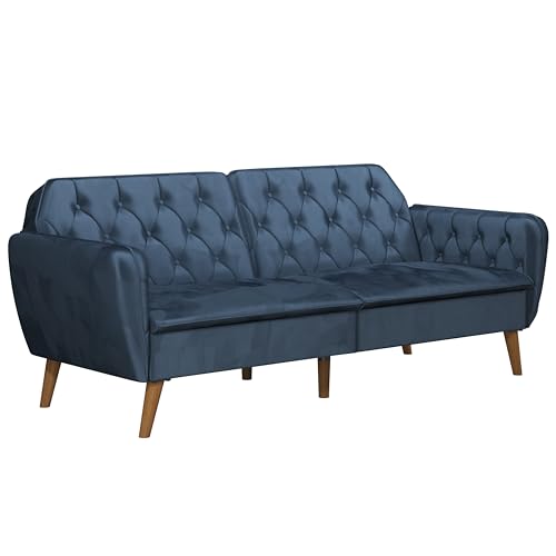 Novogratz Tallulah Memory Foam Futon Convertible Couch, Camel Faux Leather F5939