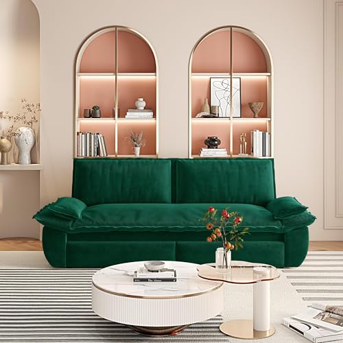 Queen Size Futon Sofa Bed with 2 Pillows, Blue V9731