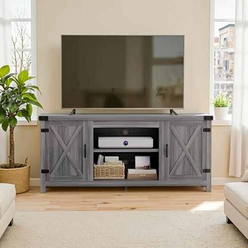 YESHOMY Modern Farmhouse TV Stand for TVs up to 65 Inch, Gray Wash O551446