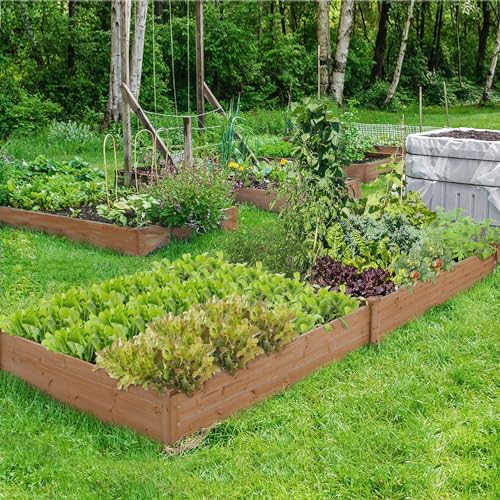 Yaheetech 8×2ft Wooden Raised Garden Bed for Flowers Vegetables Herbs Outdoor E283112