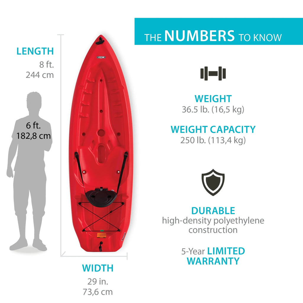 Lifetime Daylite 8 ft Sit-on-Top Kayak, Red H51700
