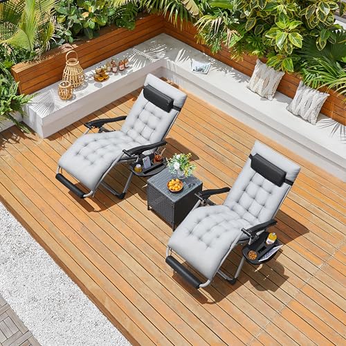 Yaheetech Zero Gravity Chair Folding Recliner with Removable Pad and Headrest, Gray Q7795