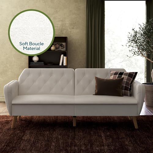 Novogratz Tallulah Memory Foam Futon Convertible Couch, Camel Faux Leather F5939