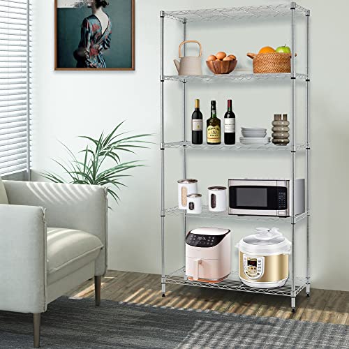 4 Tier NSF Wire Shelving Unit Heavy Duty Steel Storage Rack, Black X19089