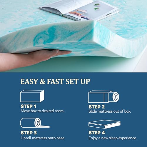 EGO Topper 2 Inch Twin Memory Foam Mattress Topper, Gel Infused, CertiPUR-US Certified F677