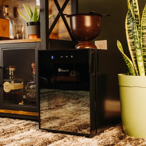 KingChii 16L Electric Cigar Humidor Cabinet with Temperature Control and Spanish Cedar Shelves H300