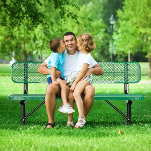 Heavy Duty Outdoor Metal Park Bench with Backrest for Garden Patio Yard K713