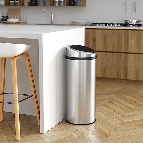 iTouchless 13 Gallon Stainless Steel Automatic Kitchen Trash Can with Lid and Odor Filter G12862