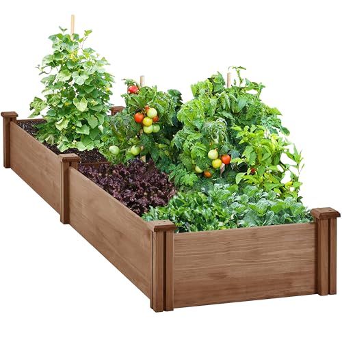 Yaheetech 8×2ft Wooden Raised Garden Bed for Flowers Vegetables Herbs Outdoor E283112