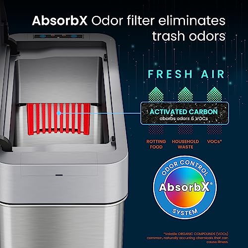 iTouchless 13 Gallon Stainless Steel Automatic Kitchen Trash Can with Lid and Odor Filter G12862
