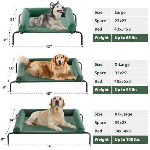 Cooling Elevated Dog Bed for Large Dogs, Waterproof Raised Cot with Headrest, Grey W43220