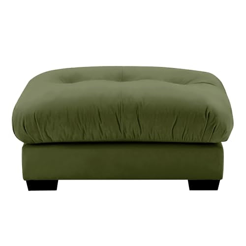 130" Modular Sectional Sofa with Movable Ottoman, Velvet Upholstered, Green Y4976
