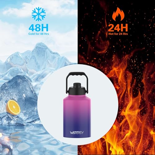 128oz Insulated Stainless Steel Water Bottle with Handle, Black W803