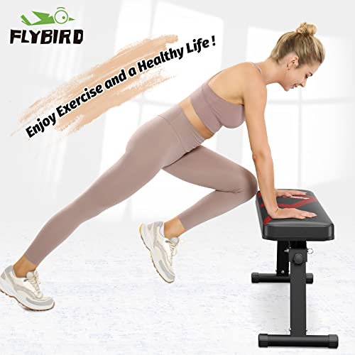 FLYBIRD Flat Bench, Foldable Weight Bench for Strength Training N1742