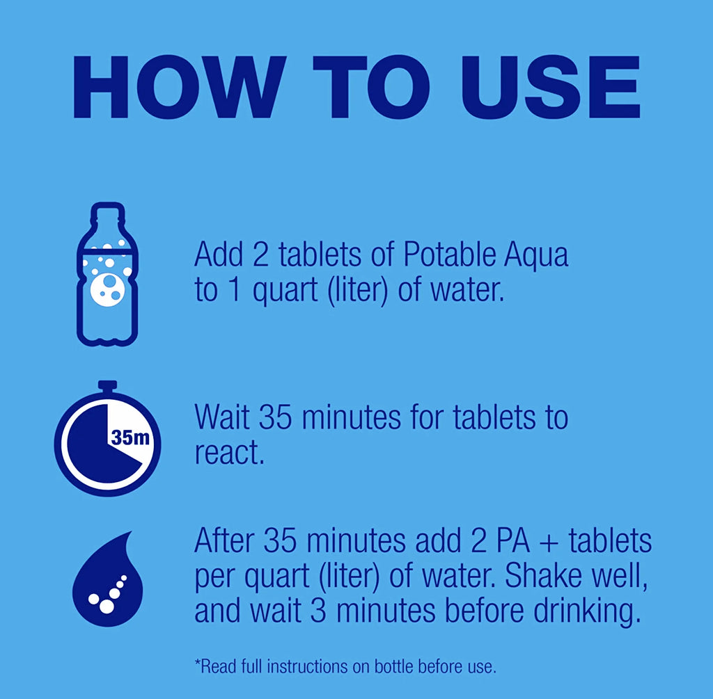 Potable Aqua Water Purification Tablets, 2 Bottles of 50 Count O370