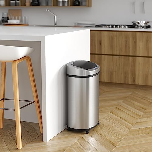 iTouchless 13 Gallon Stainless Steel Automatic Kitchen Trash Can with Lid and Odor Filter G12862