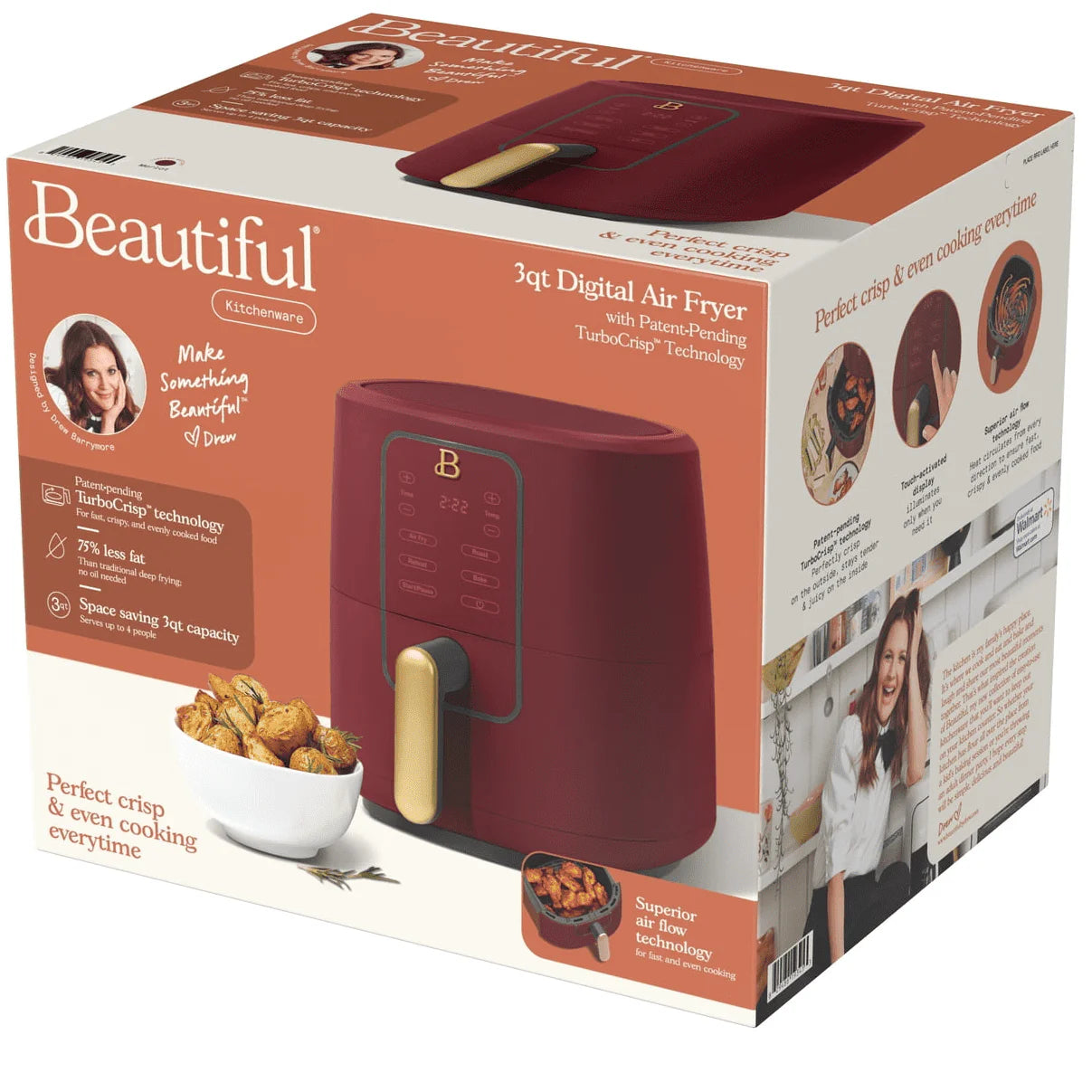 Beautiful 3 Qt Air Fryer with TurboCrisp Technology, White Icing by Drew Barrymore Q720518
