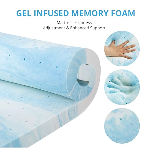 EGO Topper 2 Inch Twin Memory Foam Mattress Topper, Gel Infused, CertiPUR-US Certified F677