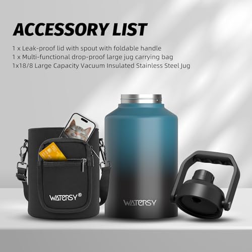 128oz Insulated Stainless Steel Water Bottle with Handle, Black W803