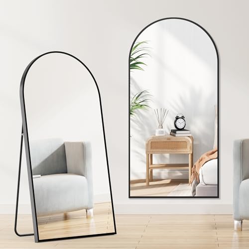 Sweetcrispy 64"x21" Arched Full Length Mirror, Standing or Leaning, Gold U4556