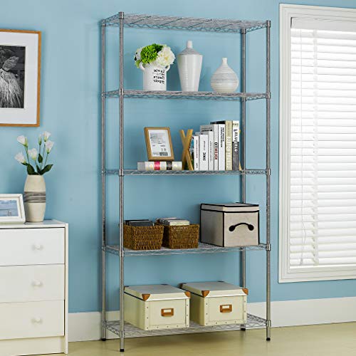 4 Tier NSF Wire Shelving Unit Heavy Duty Steel Storage Rack, Black X19089