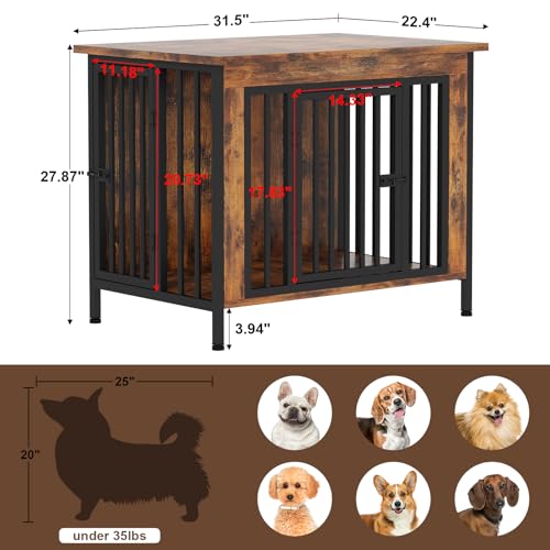 EasyCom XL Wooden Dog Crate Furniture for Medium and Large Breeds, 2 Doors A673