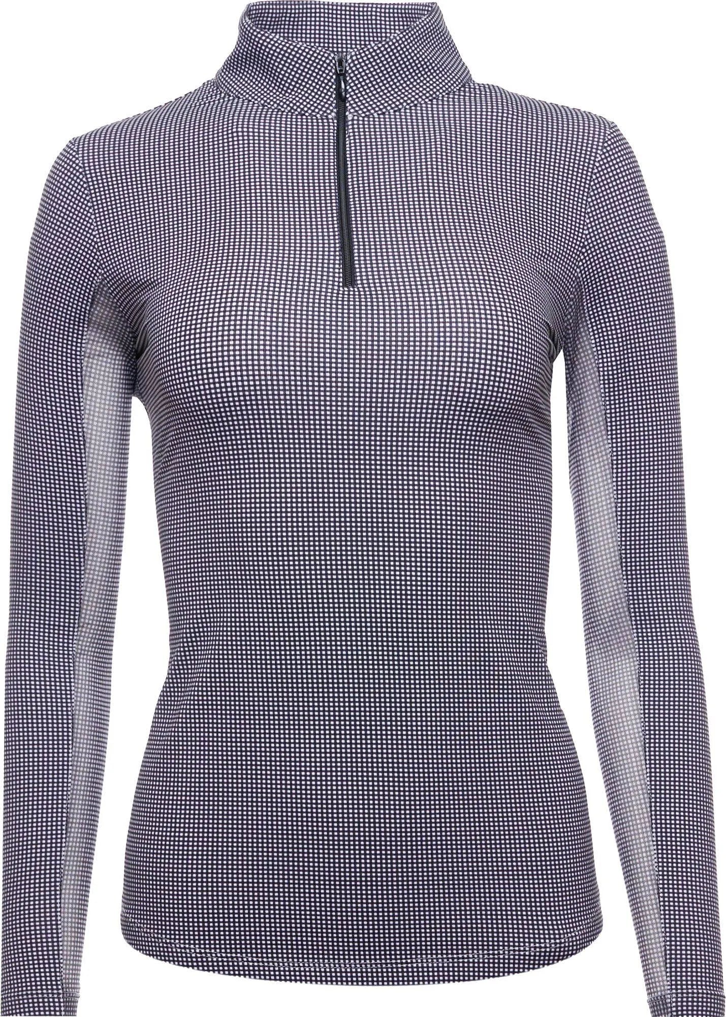IBKUL Long Sleeve Zip Mock Top - Black/White Size Xs - Megean