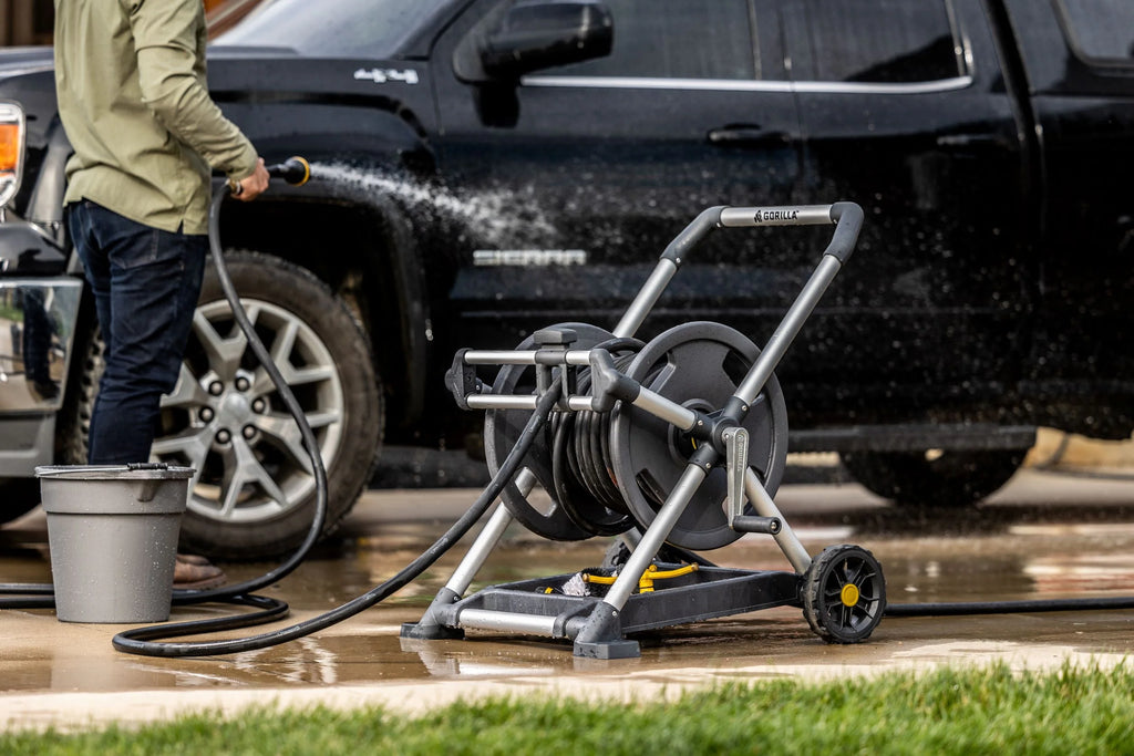 Gorilla 150 ft. Aluminum Zero-Rust Upright Hose Reel E14305
