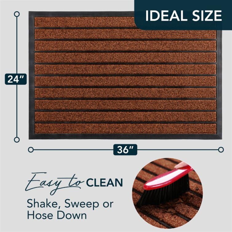 ubdyo Extra Durable Door Mat Non-Slip Outdoor Entrance 30" x 17" Bright Brown W5648
