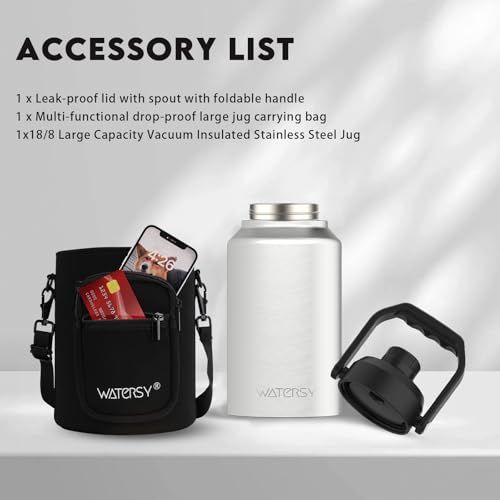 128oz Insulated Stainless Steel Water Bottle with Handle, Black W803