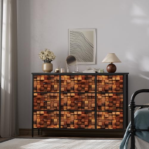 9-Drawer Fabric Dresser for Bedroom, TV Stand Storage Cabinet U5871