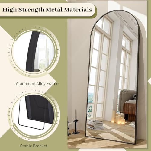 BEAUTYPEAK 65"x24" Arched Full Length Floor Mirror, Black D361
